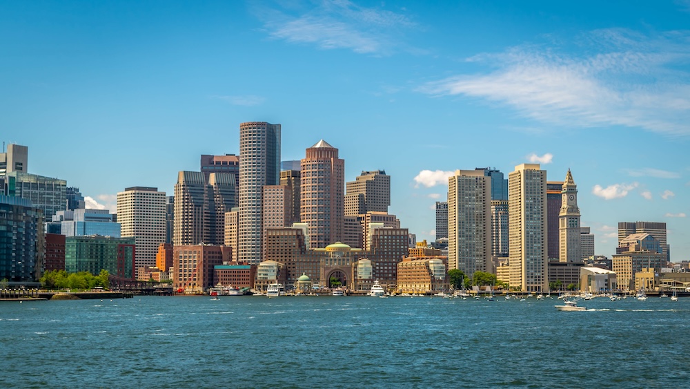 City skyline on the water